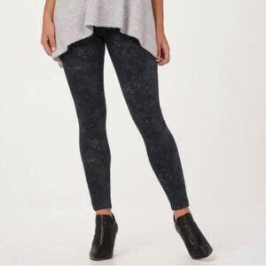 SPANX Size X-Small Black Gray Acid Wash Jegging Legging Slim Leg Pull On Stretch